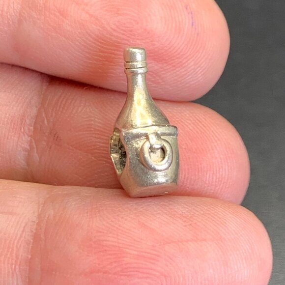 VTG Solid Sterling Silver 925 Chilled Wine Slide Charm Size 0.5" Length - Picture 2 of 10
